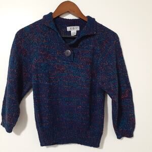 Vintage TOI Sweater Women's M Blue Multicolor Acrylic Pullover